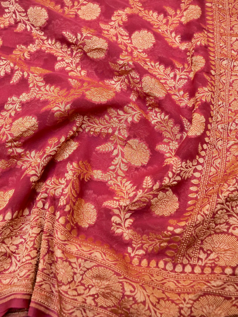 Handwoven Light Pink Banarasi Khaddi Georgette Saree