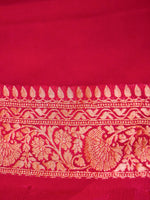 Handwoven Bright Pink Banarasi Khaddi Georgette Saree