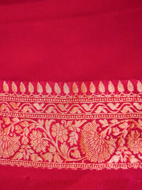 Handwoven Bright Pink Banarasi Khaddi Georgette Saree