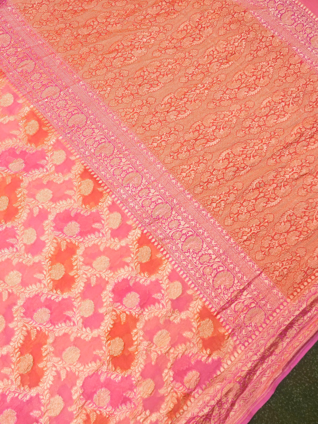 Handwoven Rangkat Banarasi Khaddi Georgette Saree