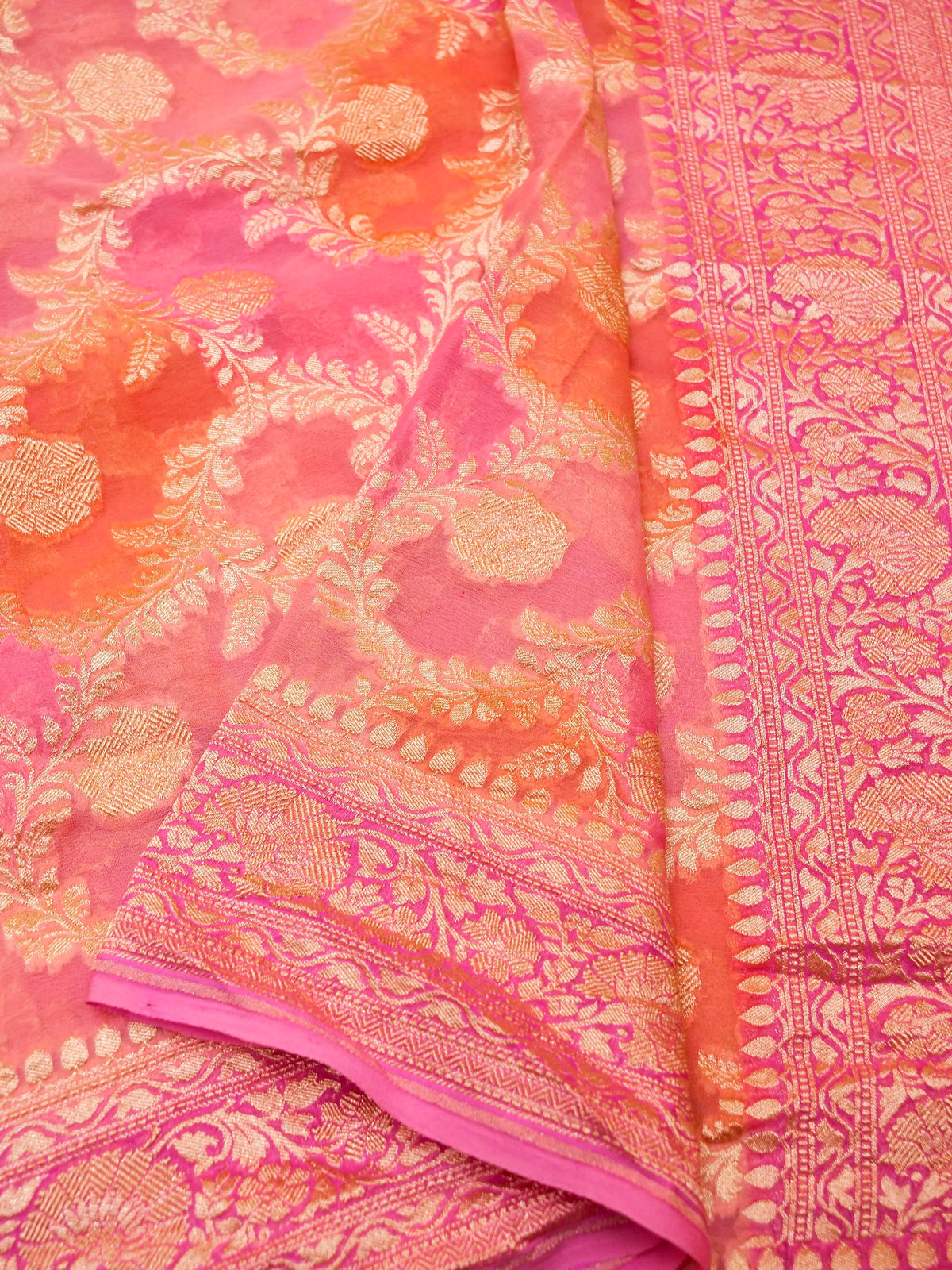 Handwoven Rangkat Banarasi Khaddi Georgette Saree