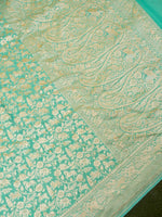 Handwoven Aqua Green Banarasi Khaddi Georgette Saree