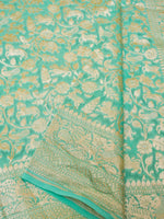 Handwoven Aqua Green Banarasi Khaddi Georgette Saree