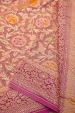 Handwoven Lavender Banarasi Khaddi Georgette Saree