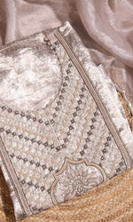 Designer Silver Brocade Tissue Silk Suit