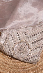 Designer Silver Brocade Tissue Silk Suit
