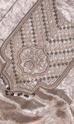 Designer Silver Brocade Tissue Silk Suit