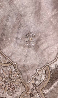 Designer Silver Brocade Tissue Silk Suit
