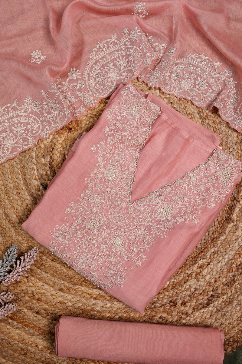 Designer Onion Pink Mul Cotton Suit