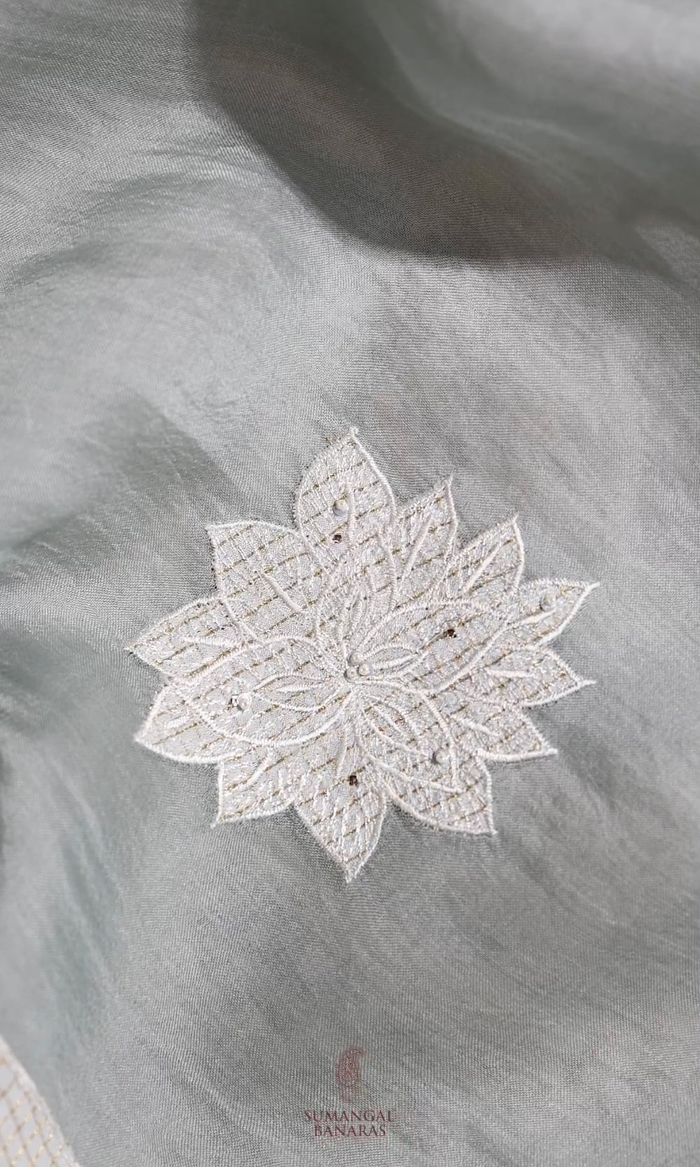 Designer Pista Green Organza Suit