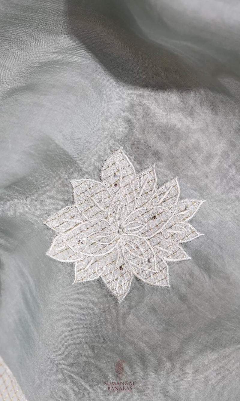 Designer Pista Green Organza Suit