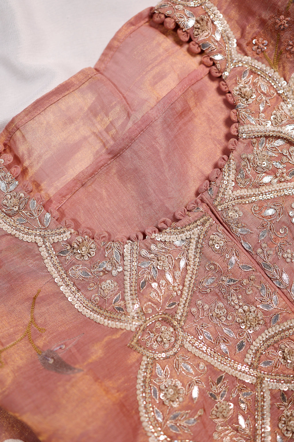 Designer Onion Pink Soft Tissue Silk Suit
