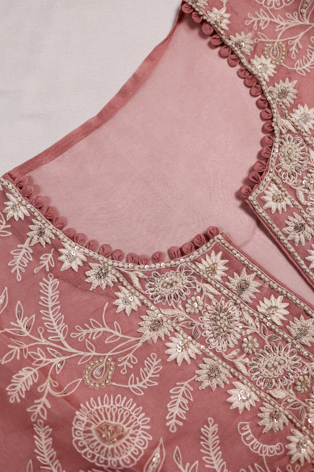 Designer Onion Pink Organza Suit