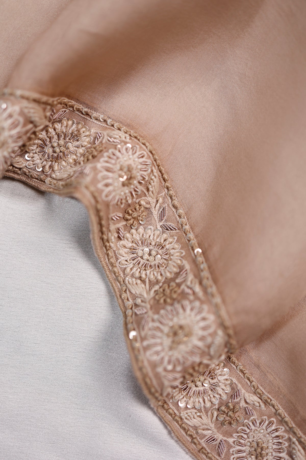 Designer Beige Organza Suit