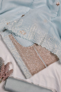 Designer Powder Blue Mul Cotton Suit