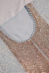 Designer Powder Blue Mul Cotton Suit
