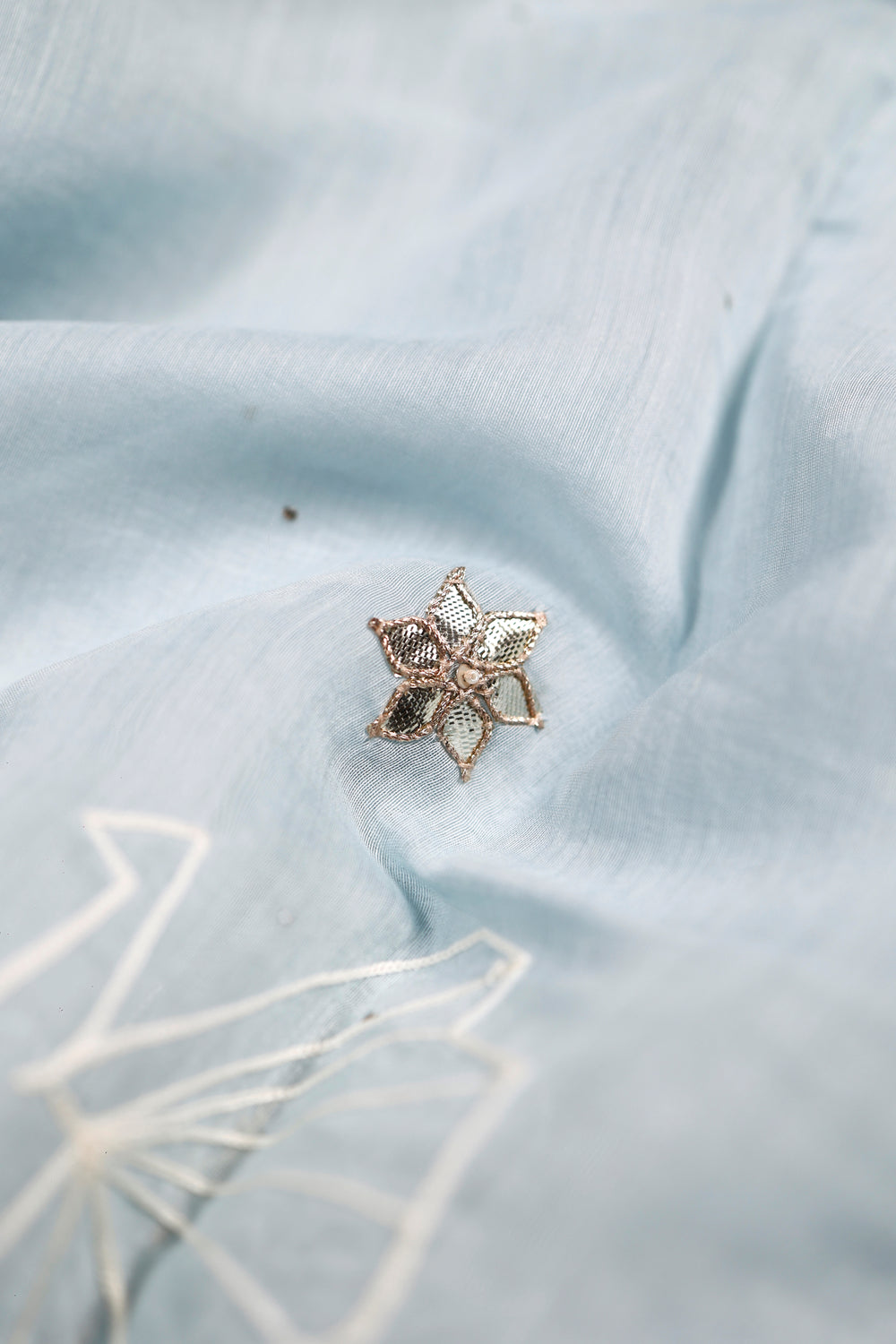 Designer Powder Blue Mul Cotton Suit