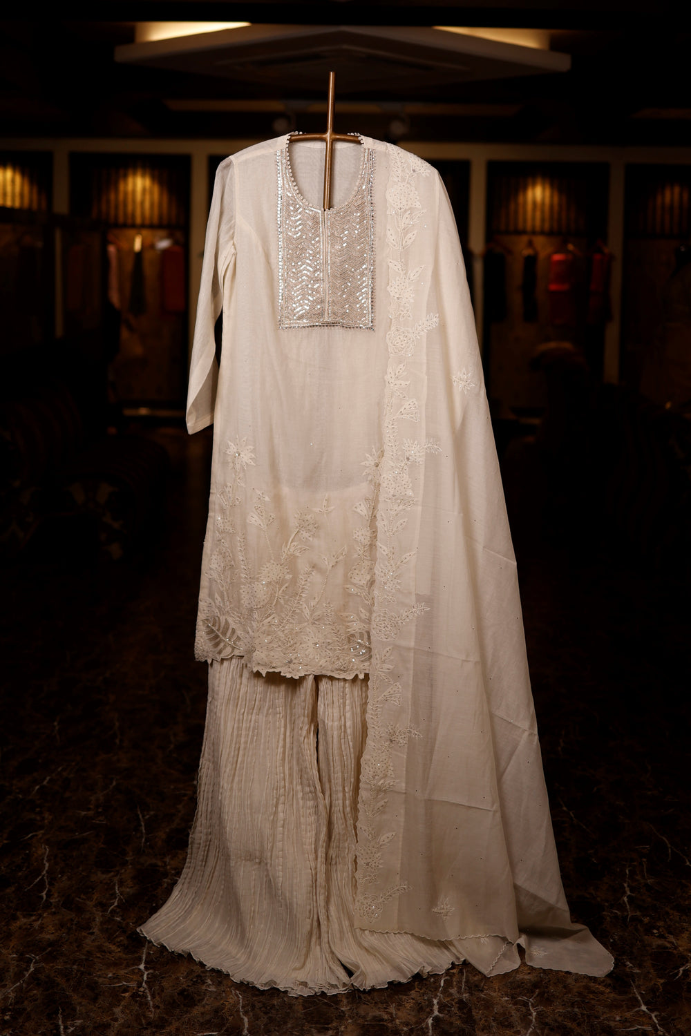 Designer Off White Mul Cotton Suit Set