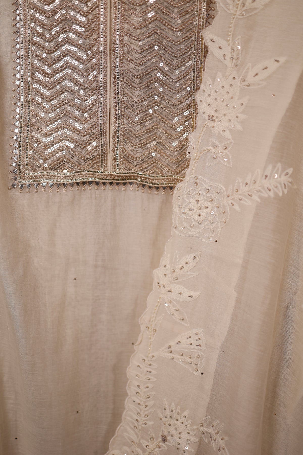 Designer Off White Mul Cotton Suit Set