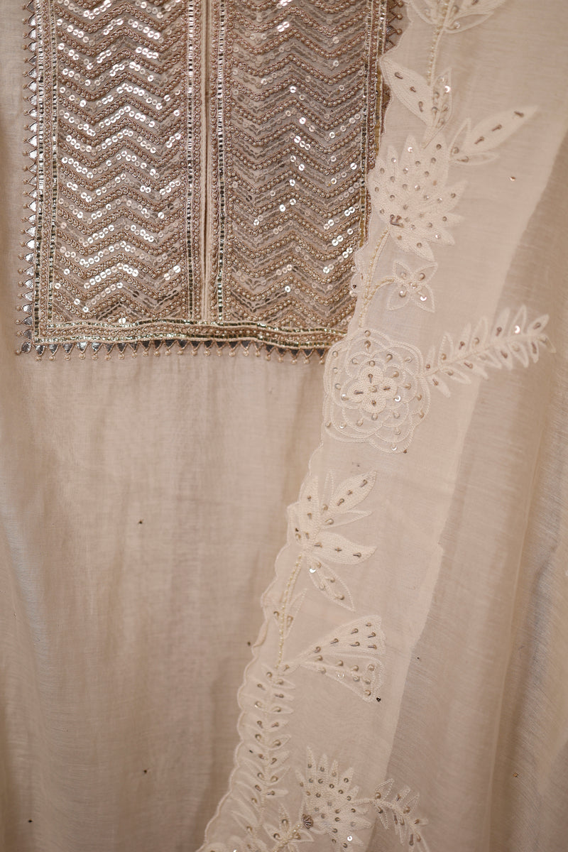 Designer Off White Mul Cotton Suit Set