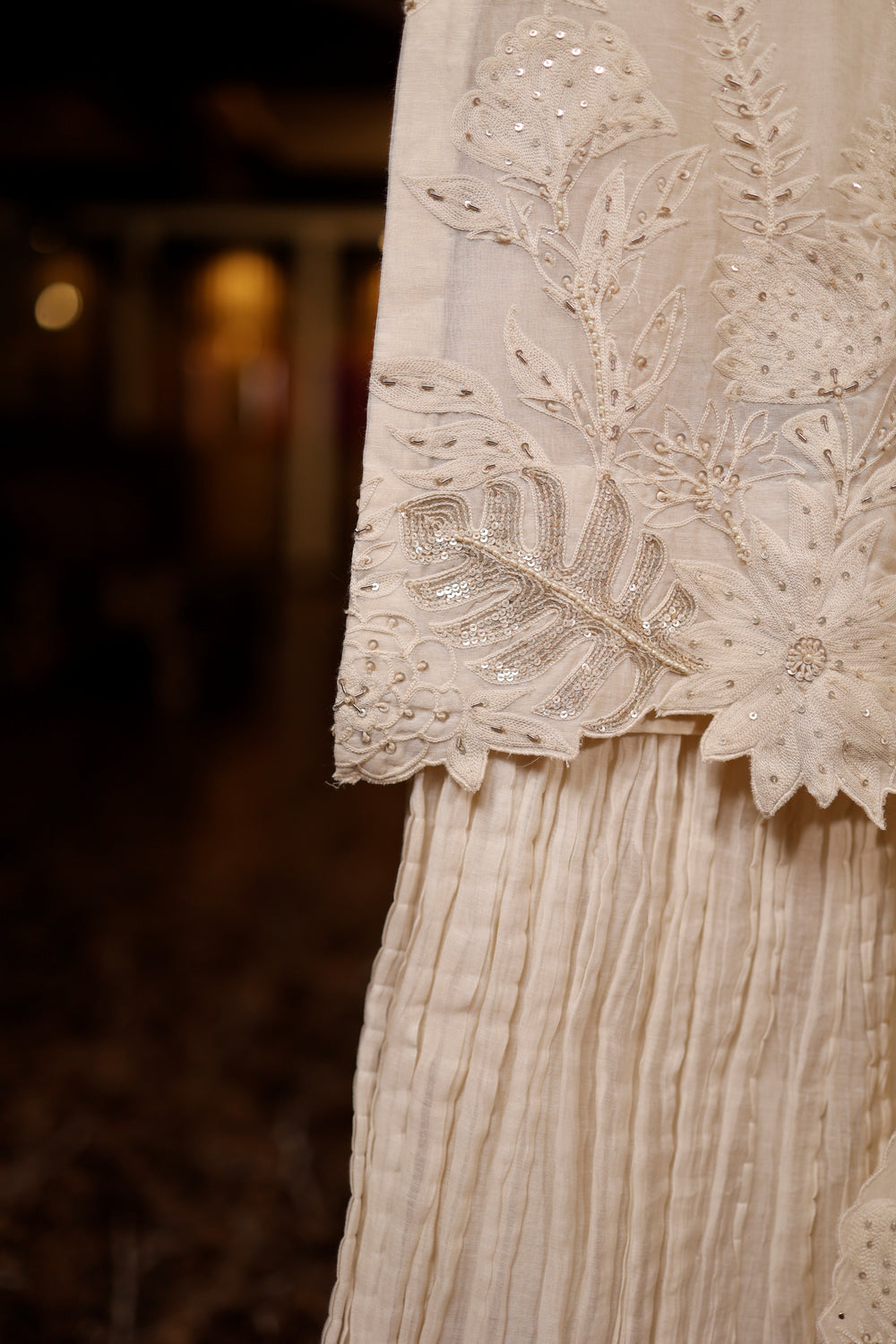 Designer Off White Mul Cotton Suit Set