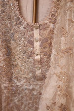 Designer Beige Brocade Silk Suit Set