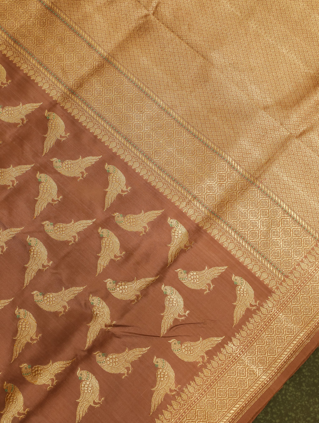 Handwoven Brown Banarasi Katan Silk Saree