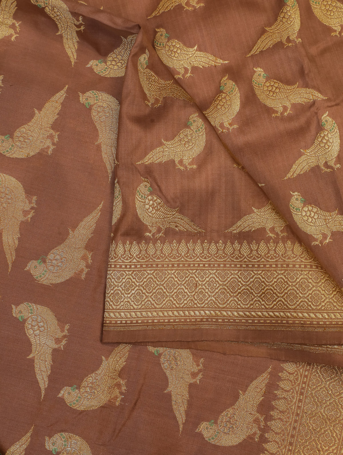 Handwoven Brown Banarasi Katan Silk Saree