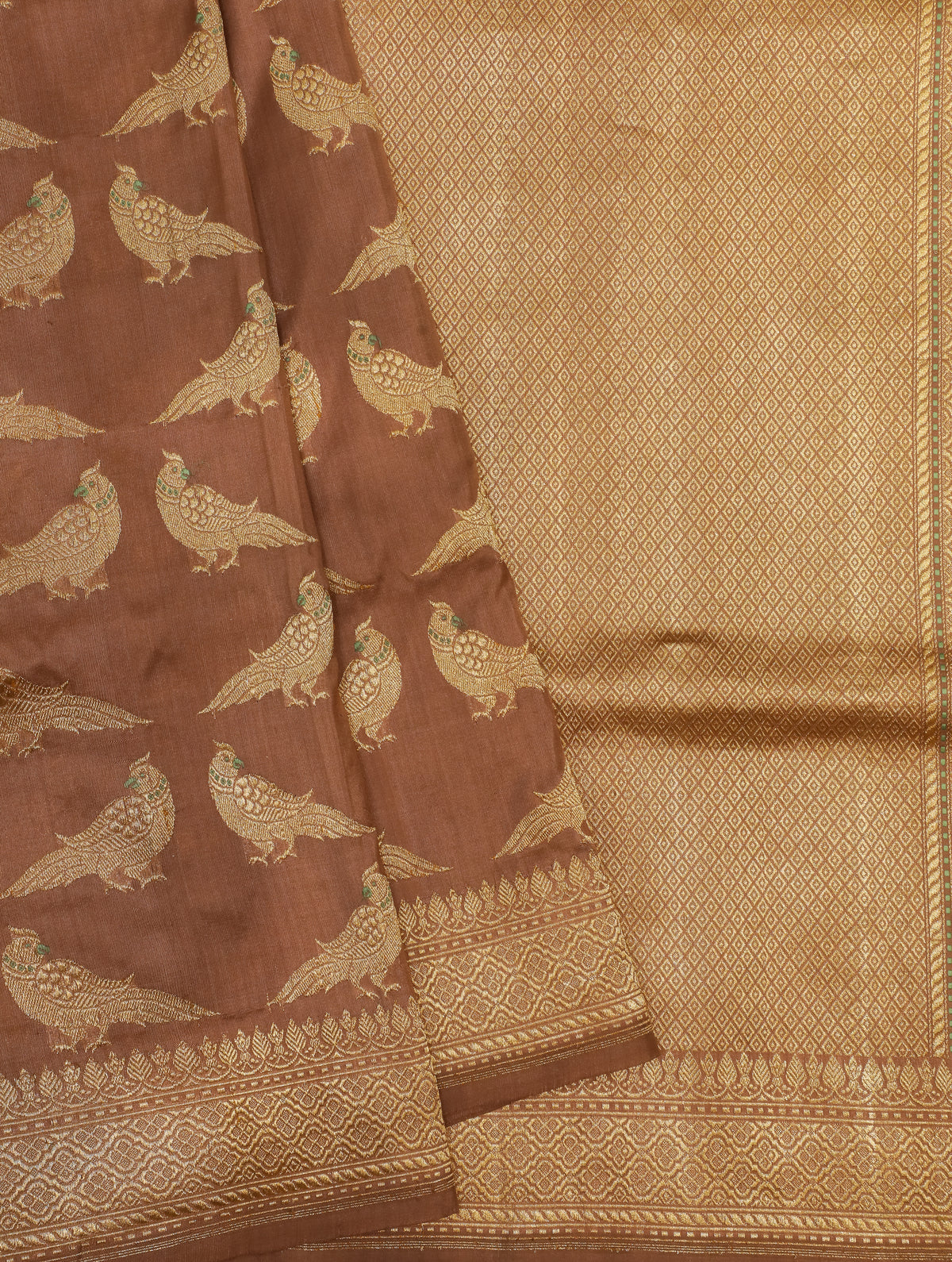 Handwoven Brown Banarasi Katan Silk Saree