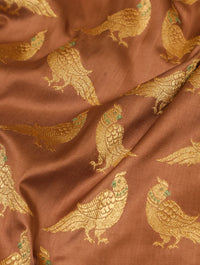 Handwoven Brown Banarasi Katan Silk Saree