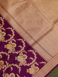 Handwoven Purple Banarasi Katan Silk Saree