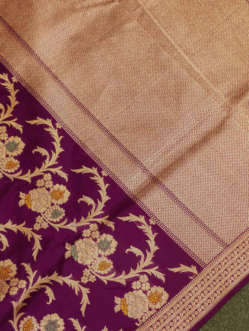 Handwoven Purple Banarasi Katan Silk Saree