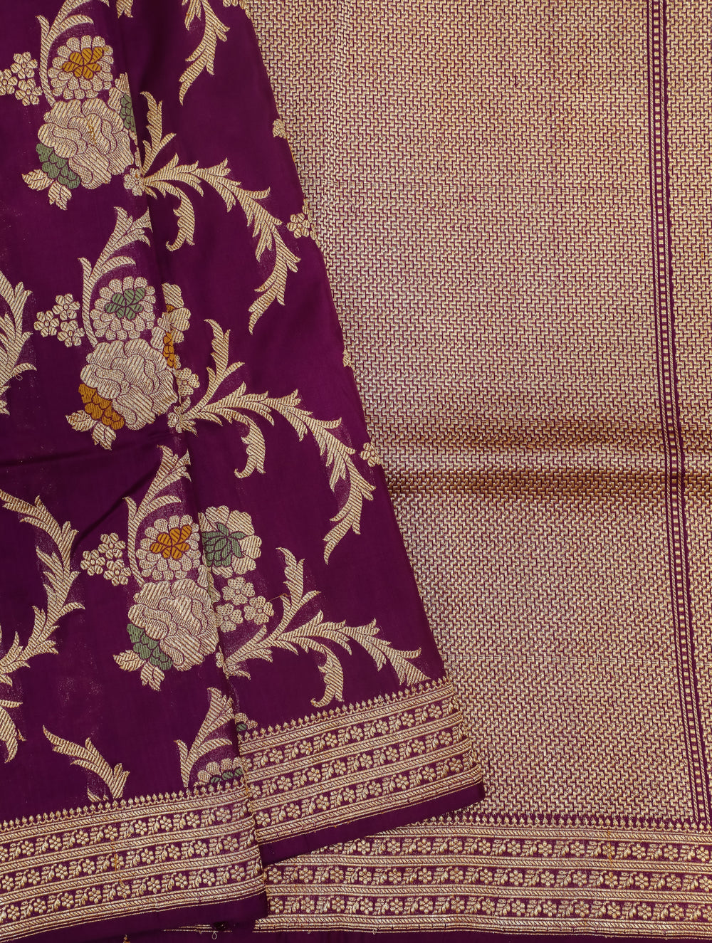 Handwoven Purple Banarasi Katan Silk Saree