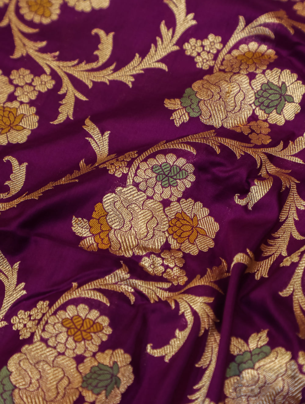 Handwoven Purple Banarasi Katan Silk Saree