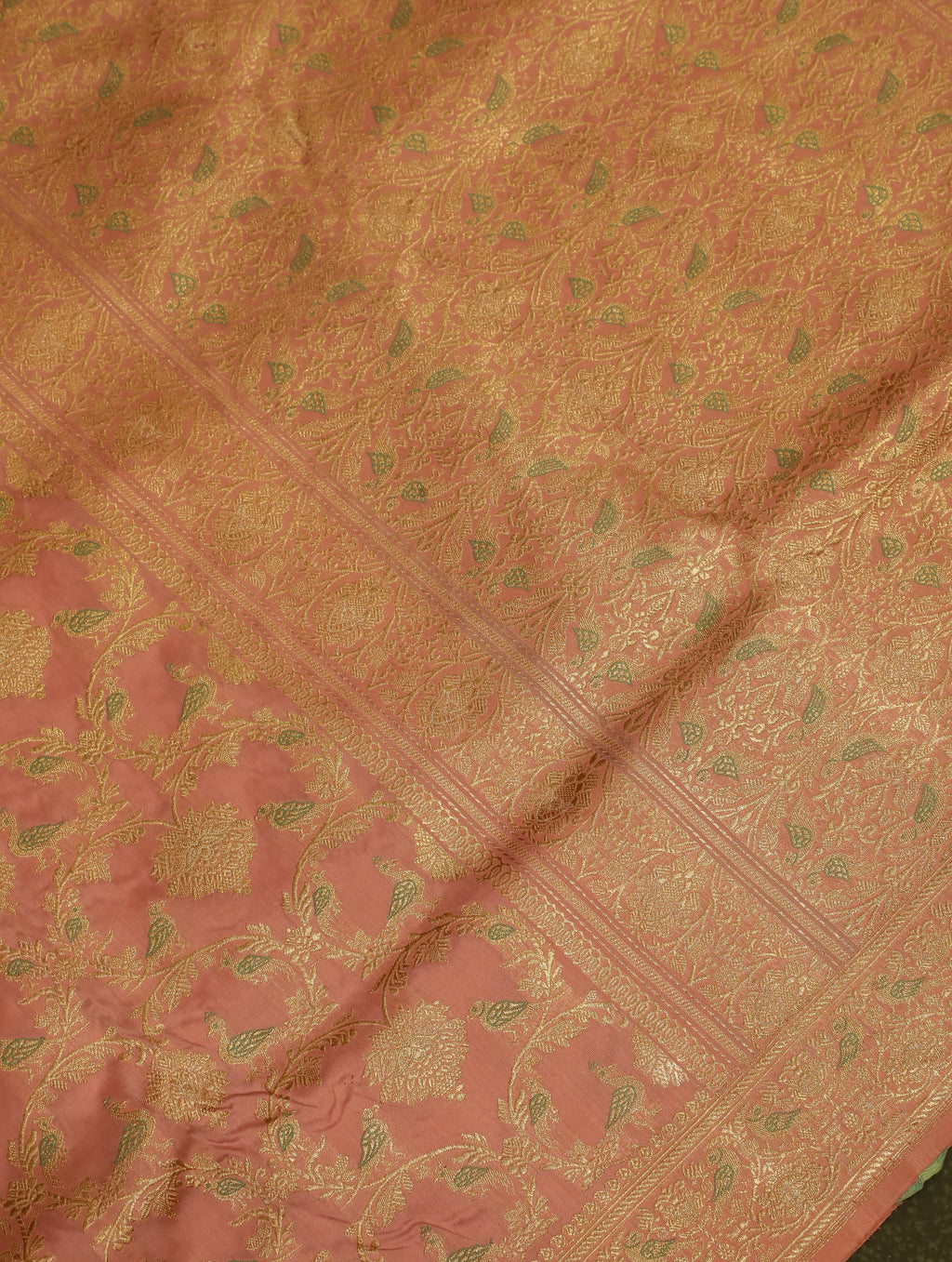 Handwoven Peach Banarasi Katan Silk Saree