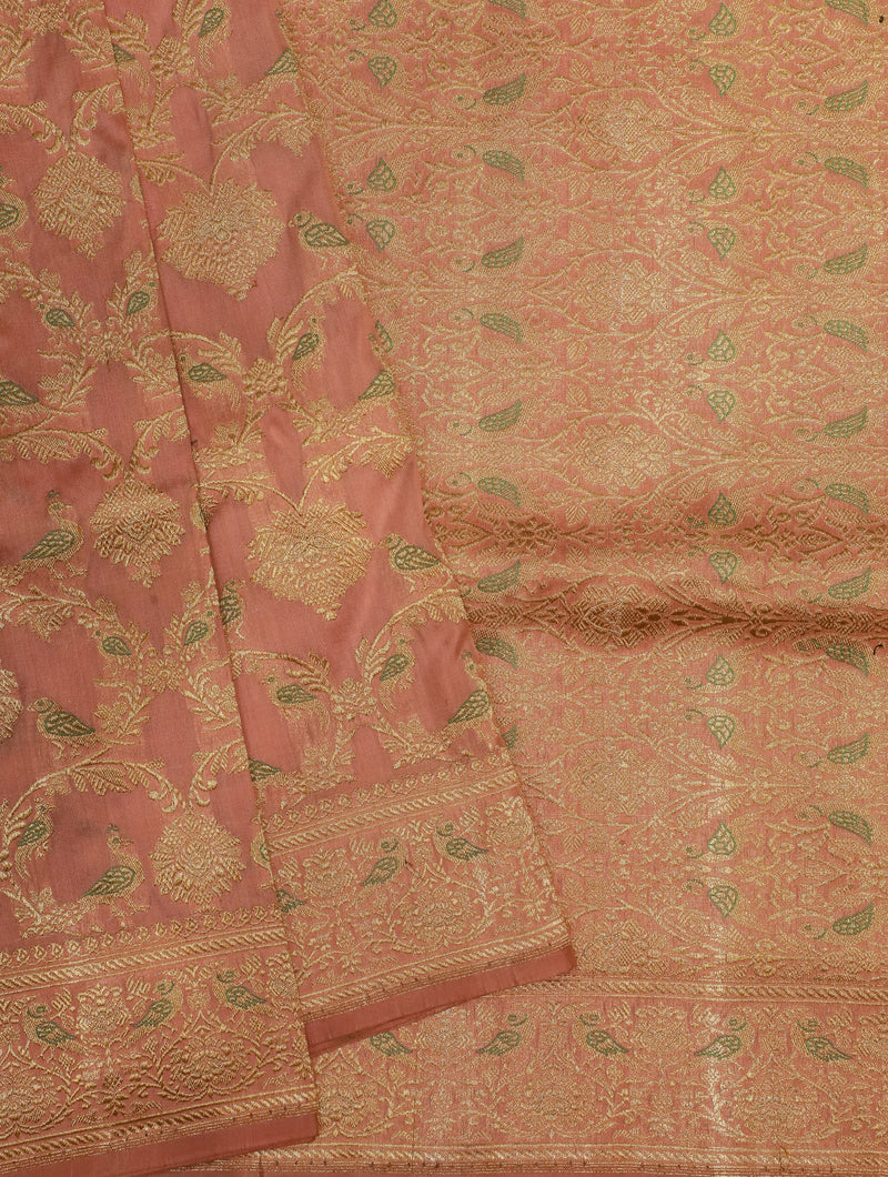 Handwoven Peach Banarasi Katan Silk Saree