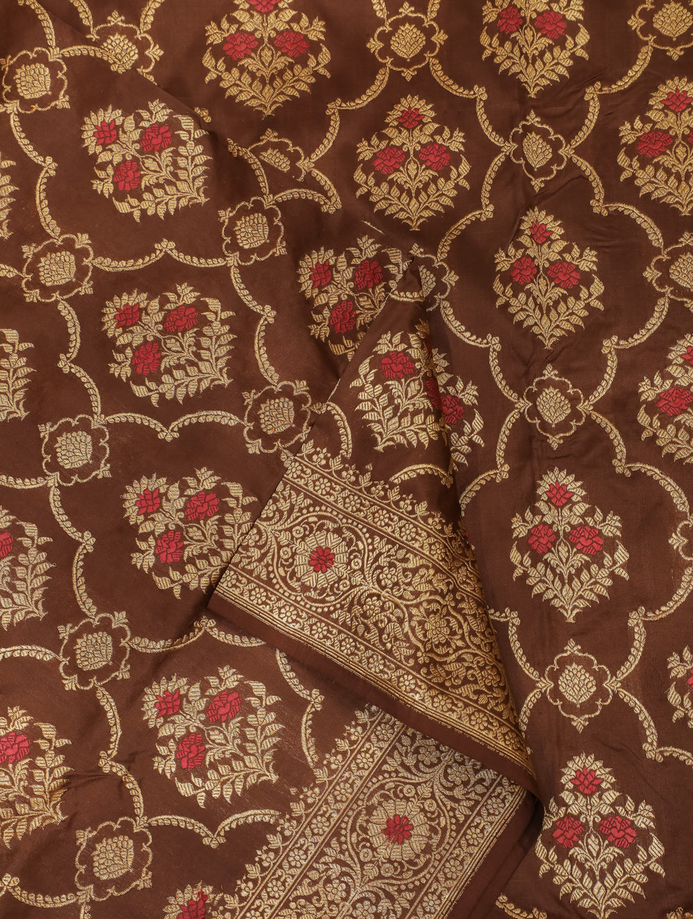 Handwoven Coffee Brown Banarasi Katan Silk Saree