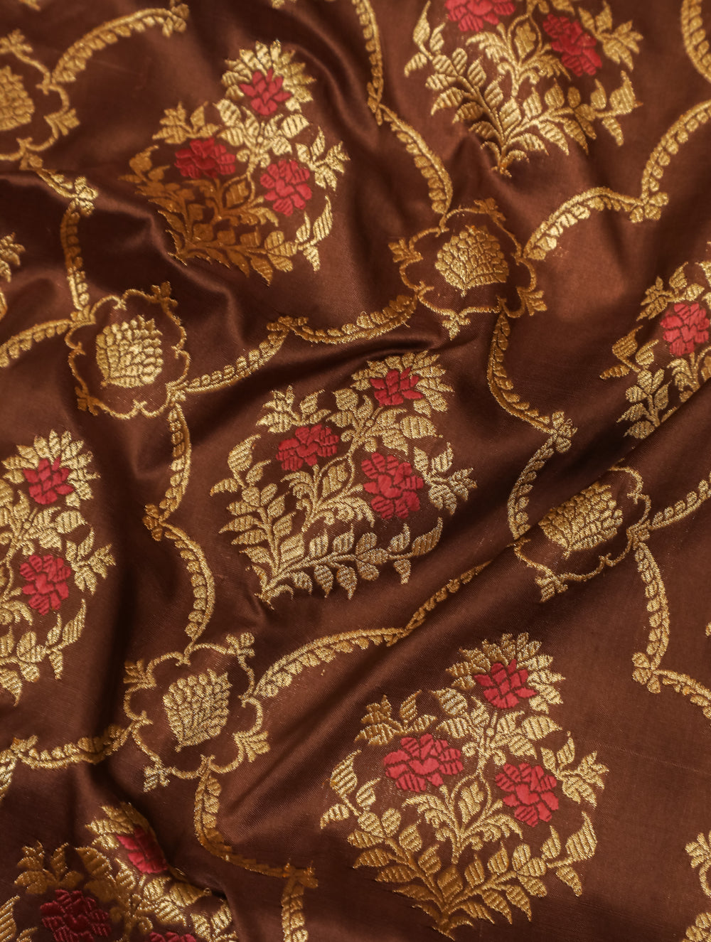 Handwoven Coffee Brown Banarasi Katan Silk Saree