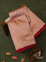 Handwoven Rose Gold Banarasi Katan Silk Saree