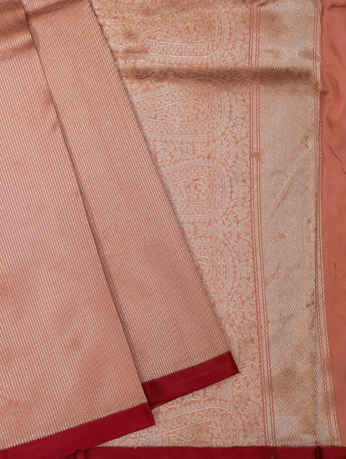 Handwoven Rose Gold Banarasi Katan Silk Saree