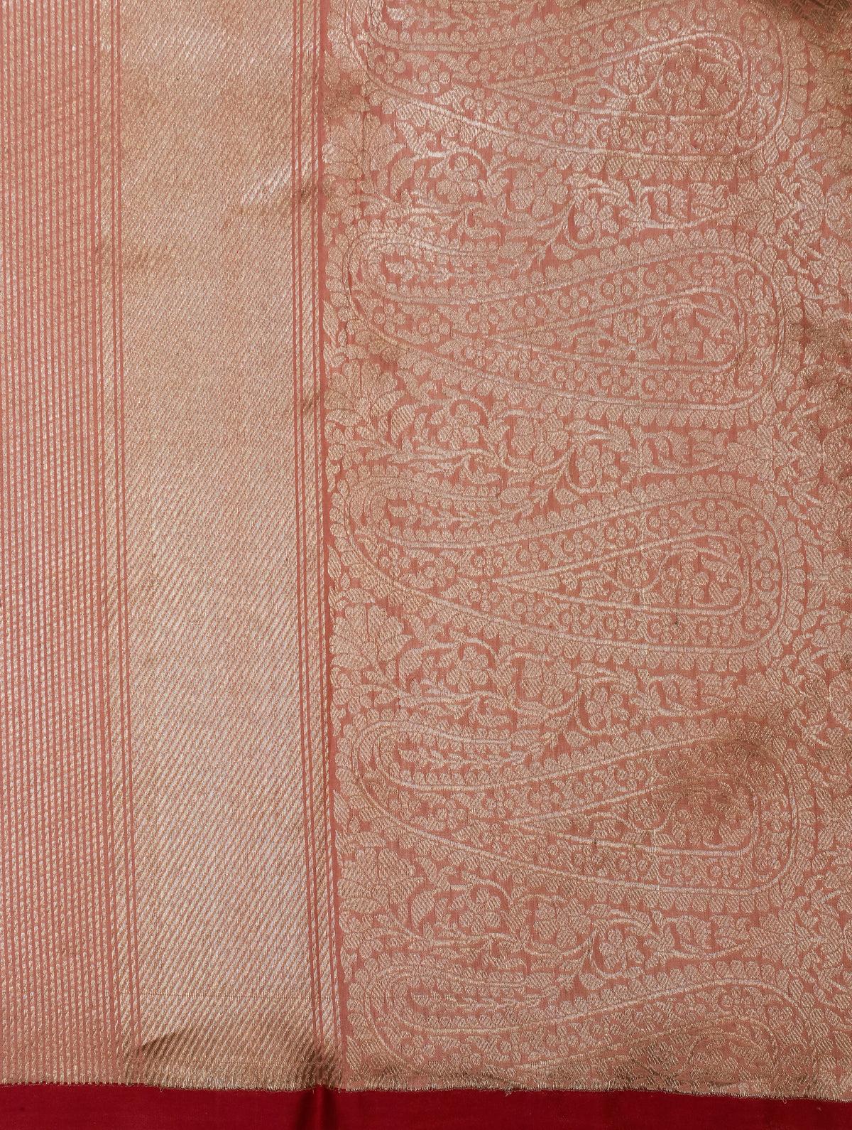 Handwoven Rose Gold Banarasi Katan Silk Saree