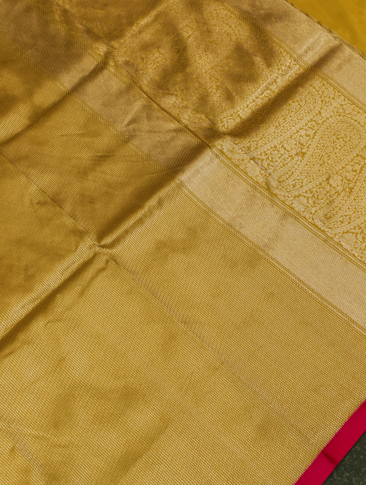 Handwoven Mustard Yellow Banarasi Katan Silk Saree