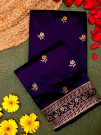 Handwoven Dark Purple Banarasi Katan Silk Saree