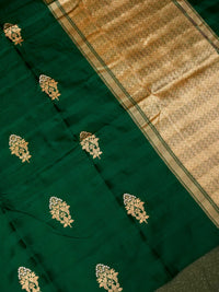 Handwoven Dark Green Banarasi Katan Silk Saree