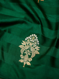 Handwoven Dark Green Banarasi Katan Silk Saree