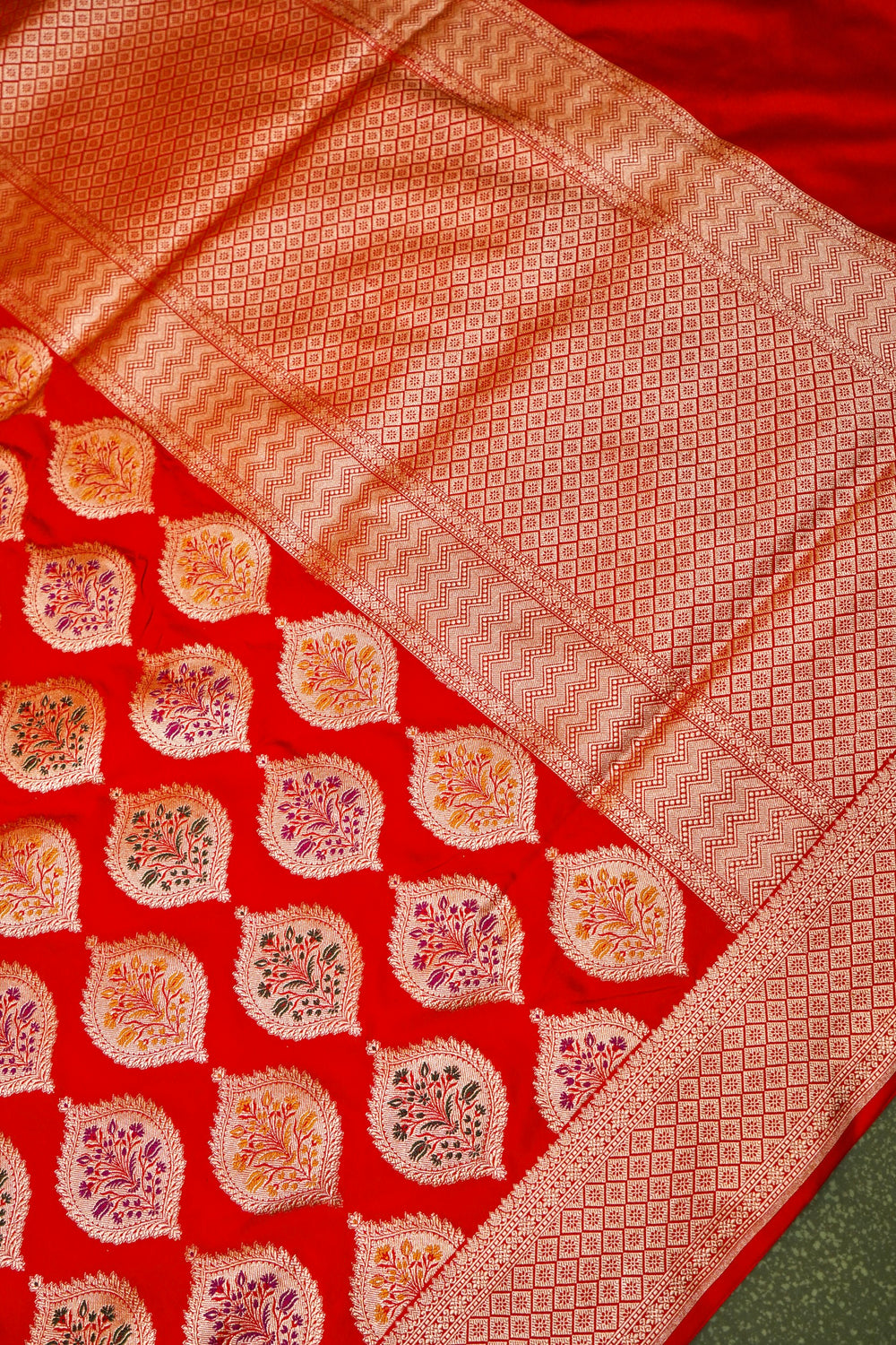 Handwoven Red Banarasi Katan Silk Saree