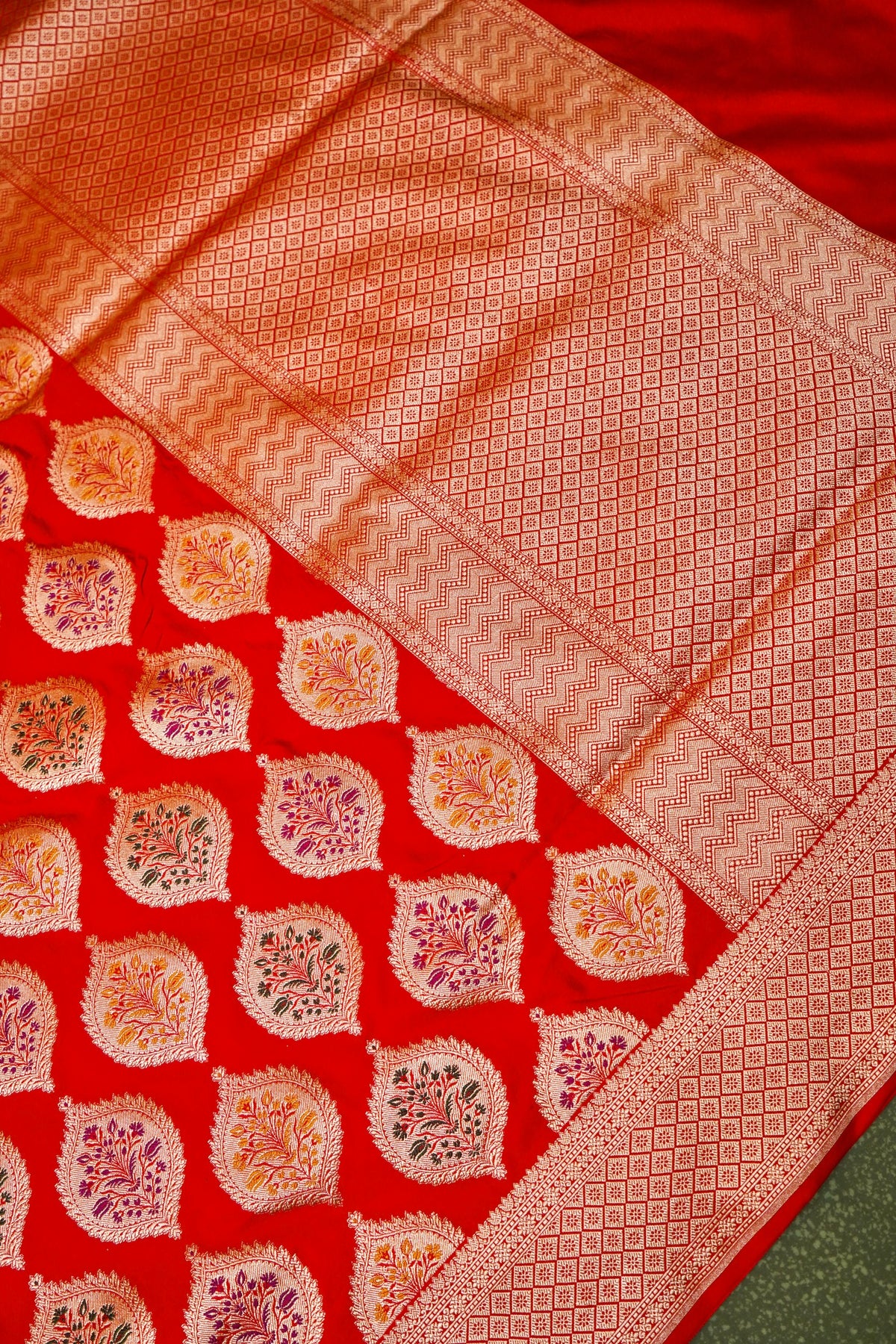 Handwoven Red Banarasi Katan Silk Saree