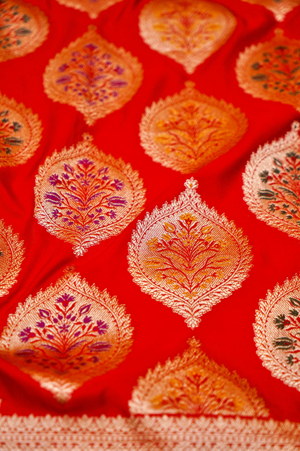 Handwoven Red Banarasi Katan Silk Saree