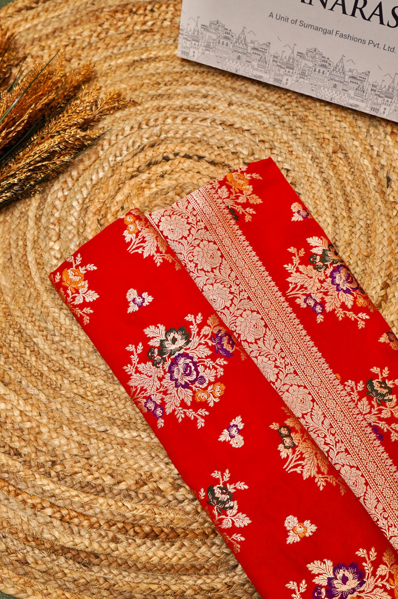 Handwoven Red Banarasi Katan Silk Saree