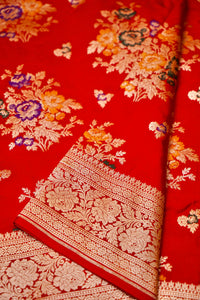 Handwoven Red Banarasi Katan Silk Saree